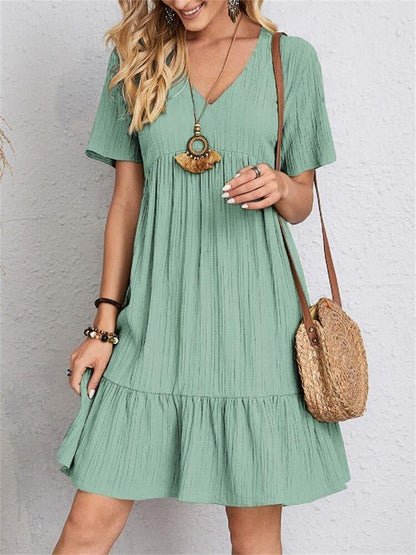 Retro V-neck loose everyday dress