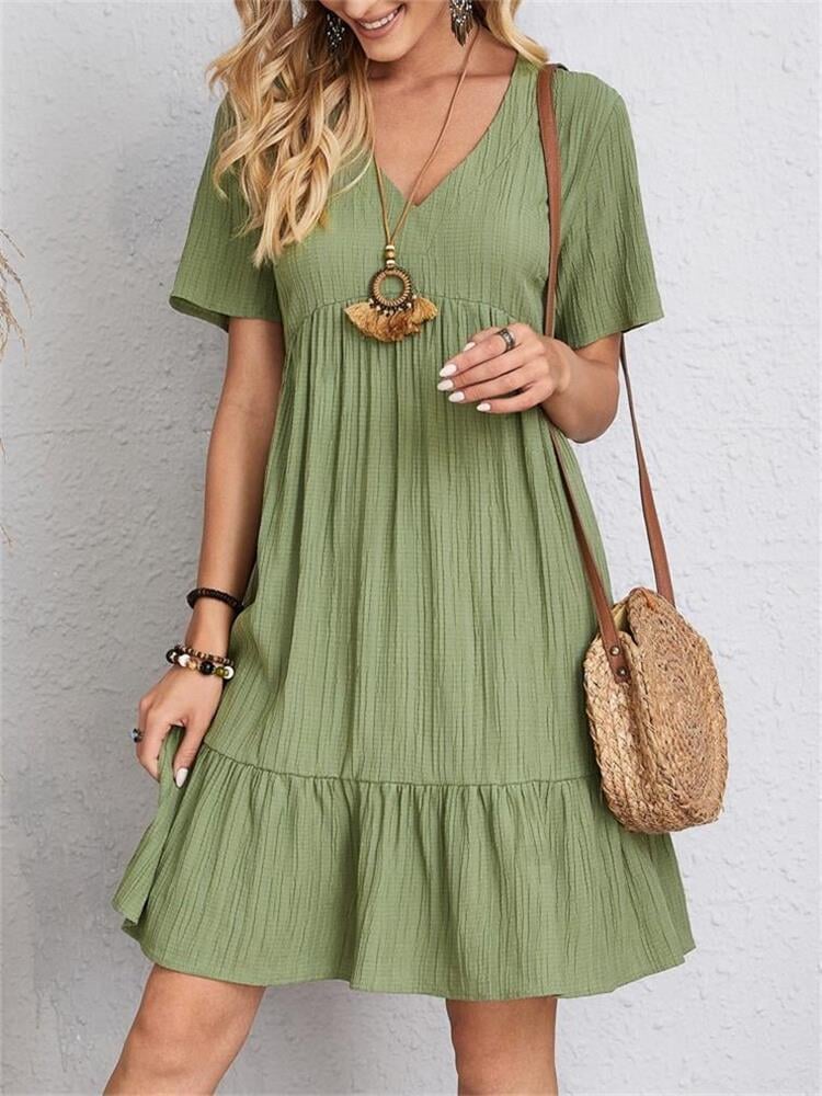 Retro V-neck loose everyday dress