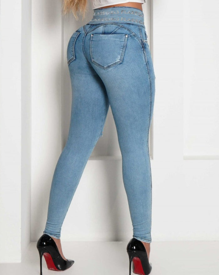 SculptFit™ High-Waisted Butt-Lifting Skinny Ripped Jeans